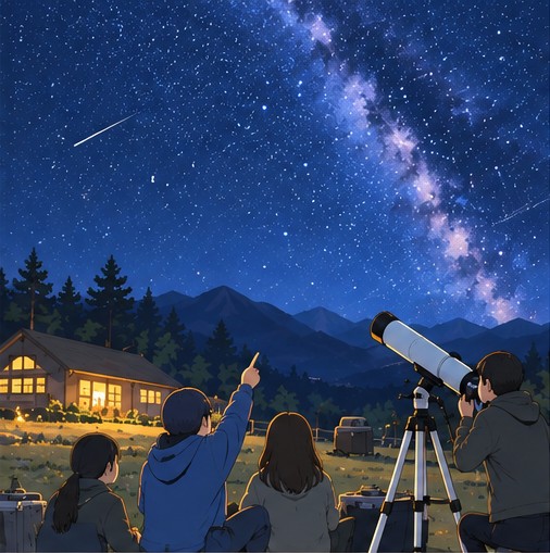 天体観測・星空観察 — 標高1400mの夜空の下で仲間と過ごす特別な時間